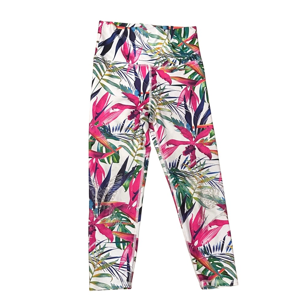 Evolution & Creation High Waisted Leggings Size M Tropical Floral Activewear